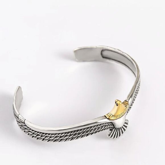 Viking Eagle Wing Bracelet Silver Plated Wristband Open Eagle Wing Cuff bracelet - Picture 3 of 15
